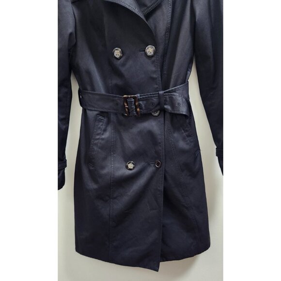 Dawn Levy Black Trench Coat S Removable Quilted Liner Belted Double Double Breas - Picture 5 of 16